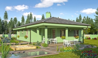 Single-storey house project with a garage.